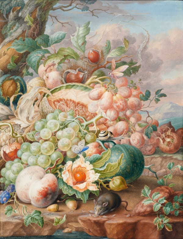 Herman Henstenburgh (1667-1726) Still life with fruit and a mouse, c. 1700-10