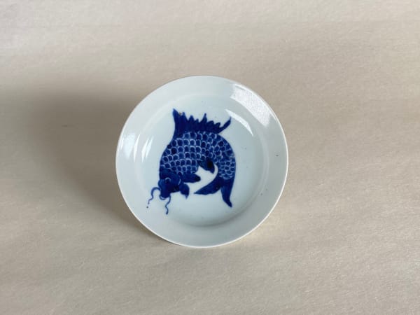 artisan's name unknown, Sometsuke Koi (carp) plates set of 2, late 1800s