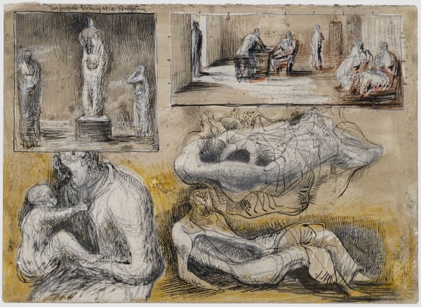 Henry Moore, Figures' studies [recto and verso], 1942