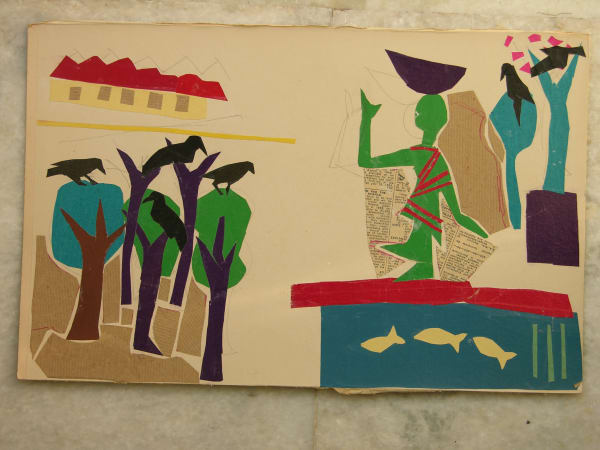 Benode Behari Mukherjee, Landscape with Crows and Fish Pond, 1969-70