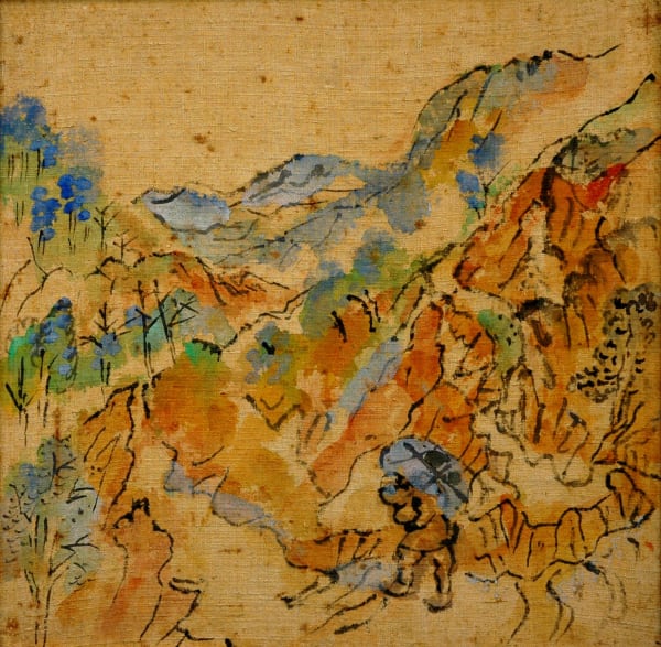 Benode Behari Mukherjee, Mussoorie Landscape with Porter, 1953