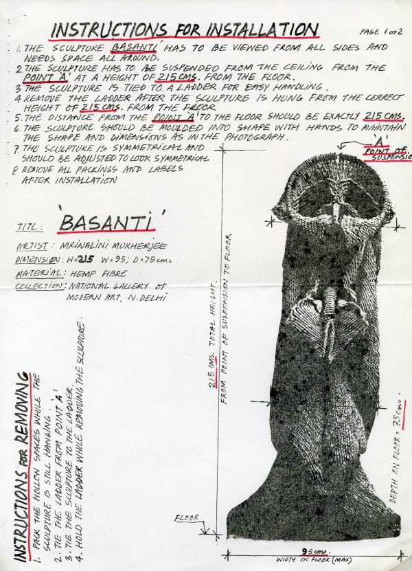 Mrinalini Mukherjee, BASANTI - INSTALLATION INSTRUCTION, 1983