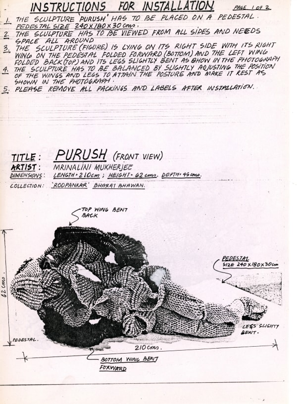 Mrinalini Mukherjee, PURUSH - INSTALLATION INSTRUCTION