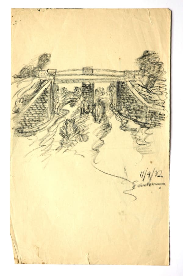 Benode Behari Mukherjee, Study for the Bridge, 1932-04-11