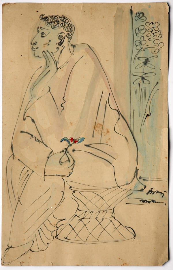 Benode Behari Mukherjee, Man with red flower, mid 30s