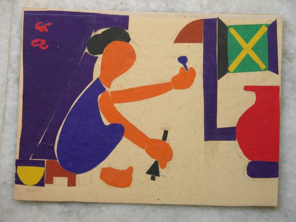 Benode Behari Mukherjee, (at Work) Man with Chillum and Hookah, 1963