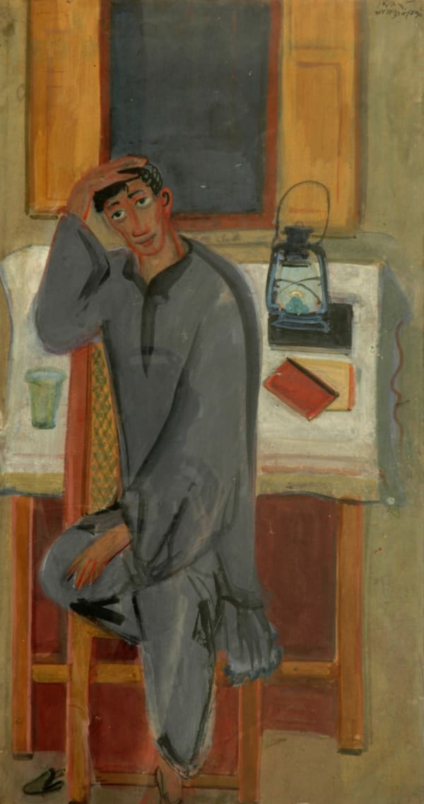 Benode Behari Mukherjee, Man with lantern (self portrait), mid 30s