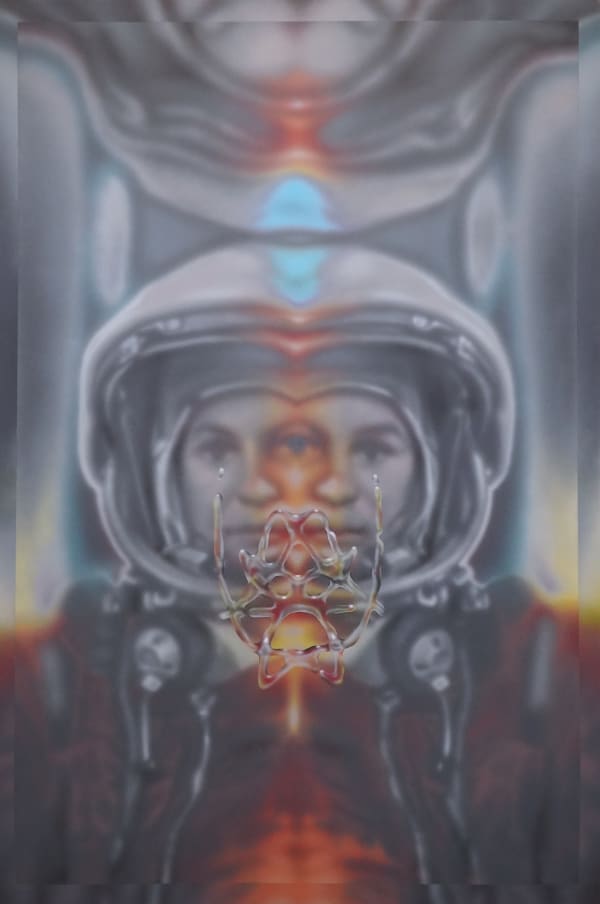 Pandele Pandele Propria Greutate, 2023 airbrushed acrylic ink on canvas 150 x 100 cm