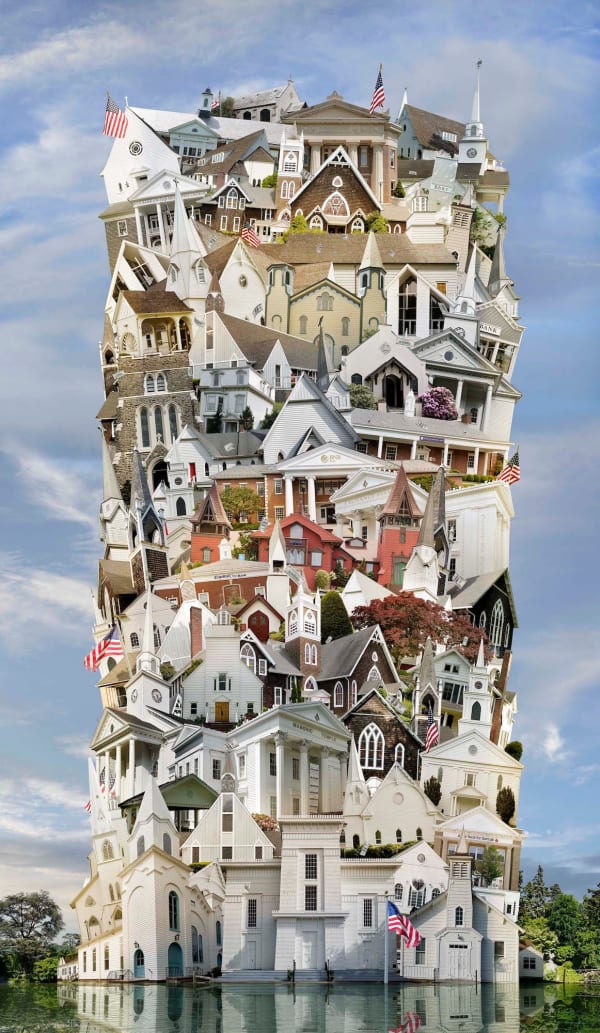 Jean-François Rauzier, Hamptons Babel - In God We Trust, 2018