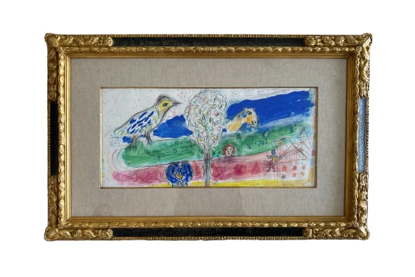 Marc Chagall, Gouache preparatoire pour la lithographie Le fleuve vert (M.728), 1974