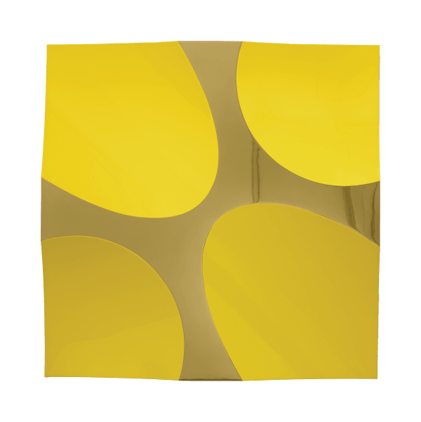 Mark Eisen, Gold square with concave yellow circles and ellipses, 2017