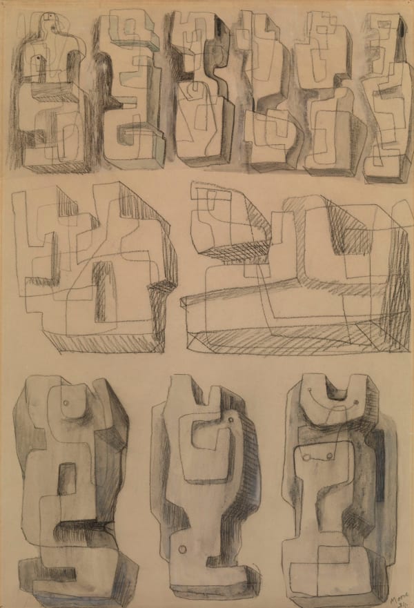 Henry Moore, Square Forms - Eleven studies for sculptures, 1936