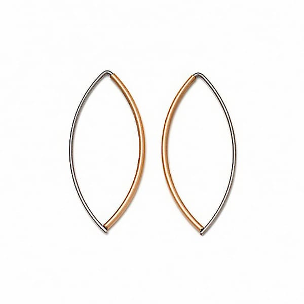 Hamilton Hill, Small Thin Navette Earrings, Red Gold
