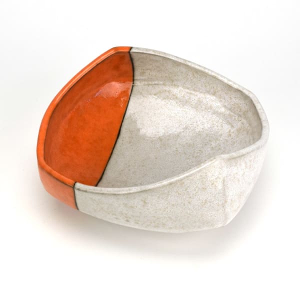 Jerilyn Virden, Square Serving Bowl, White and Orange