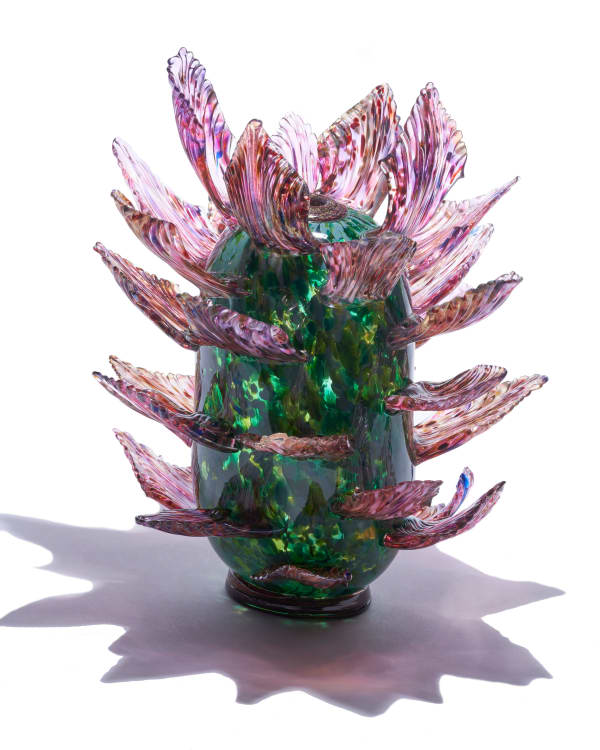 Dale Chihuly, Terre Verte and Prussian Green Venetian with Madder and Gold Leaves