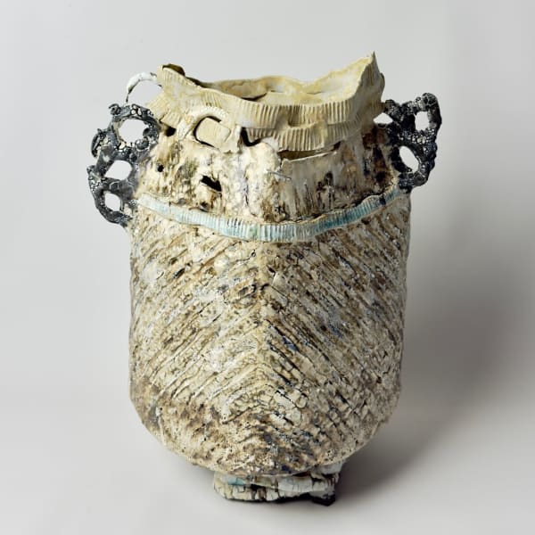 Ani Kasten, Diamond Vessel with Lava Glaze and Turquoise Seam