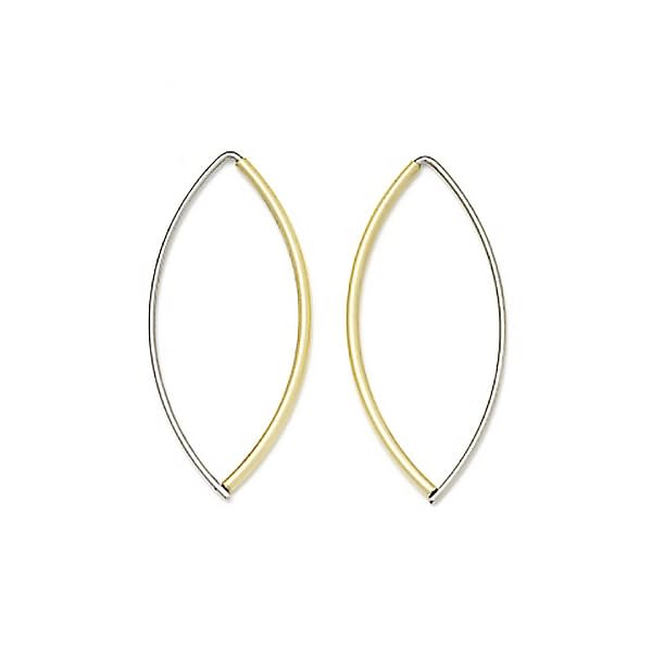 Hamilton Hill, Small Thin Navette Earrings, Yellow Gold