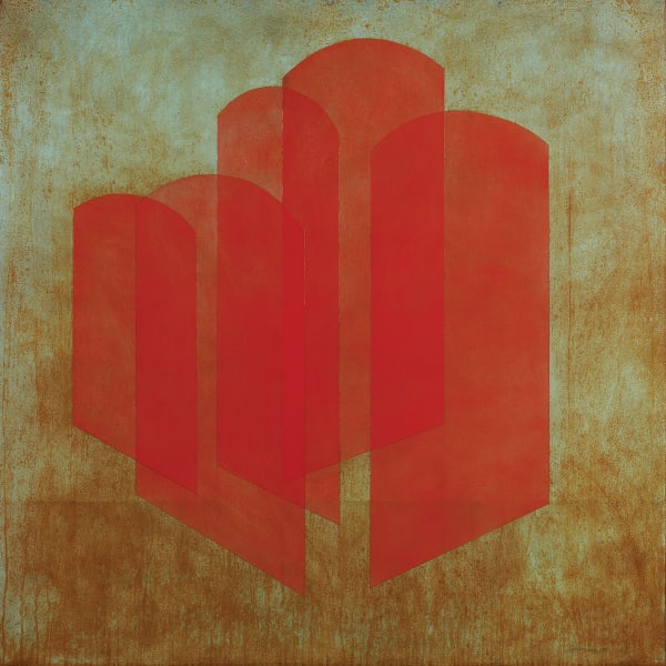 Hoss Haley, Topography Painting #1 (orange on blue), 2022