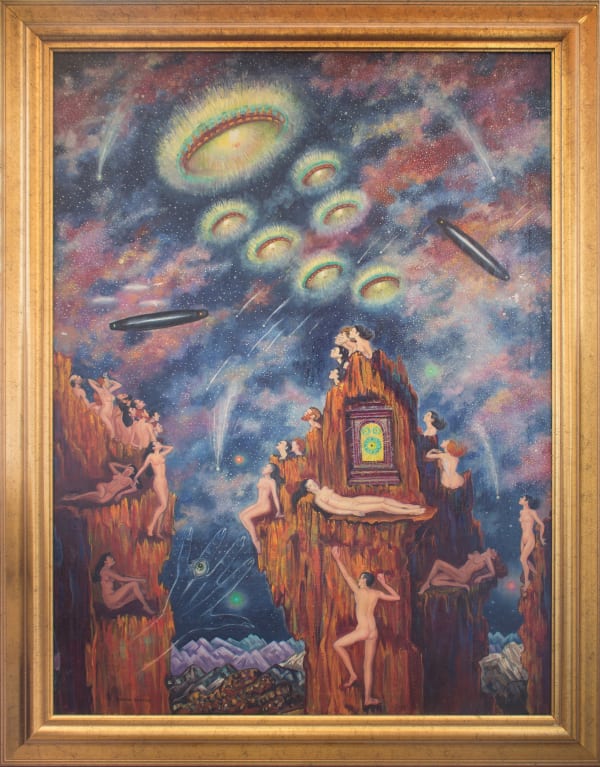 Macena Barton Flying Saucers Oil on canvas 40 x 30 in 101.6 x 76.2 cm