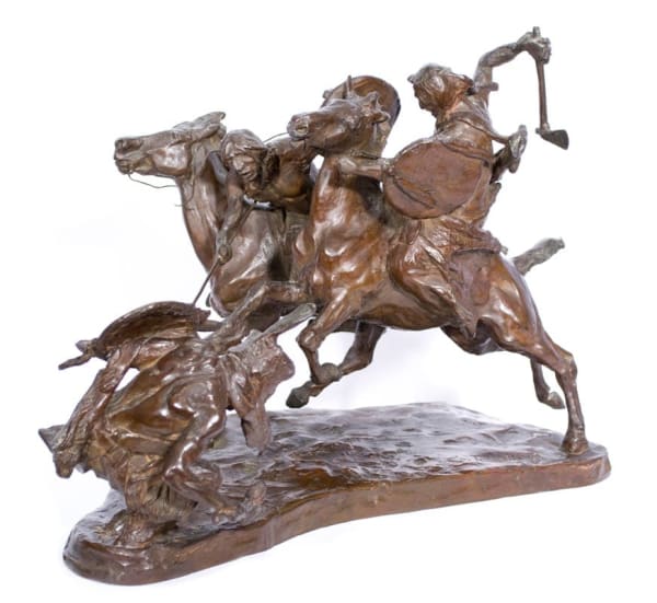 Charles Marion Russell Counting Coup Bronze 12 x 17 x 11 1/2 inches