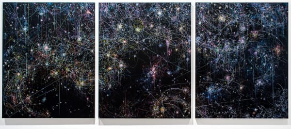 Kysa Johnson, blow up 258 - the long goodbye - subatomic decay patterns with star remnants and dying stars in the milky way, 2015