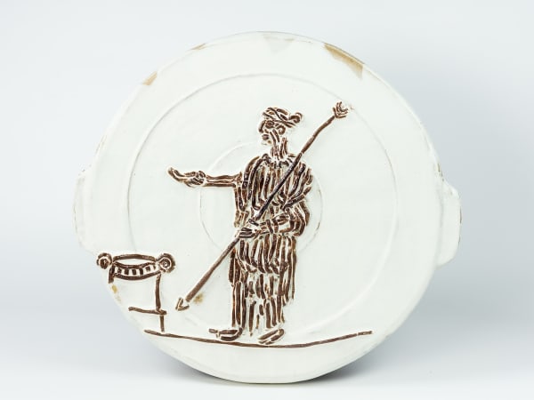 Matthias Merkel Hess, Goddess Pouring an Offering Brute Lid (After Terracotta Kylix attributed to Villa Giulia Painter, returned from the Met Museum), 2024