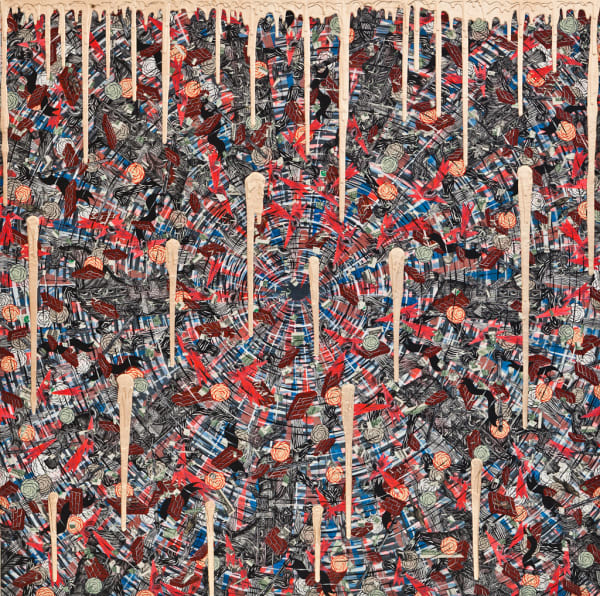 Andrew Schoultz, Exploding Eye (Gold Drip), 2013