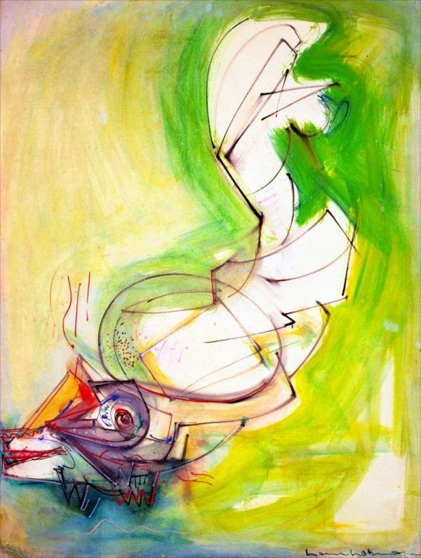 HANS HOFMANN - Reclining Figure, 1942. Gouache on museum ragboard.