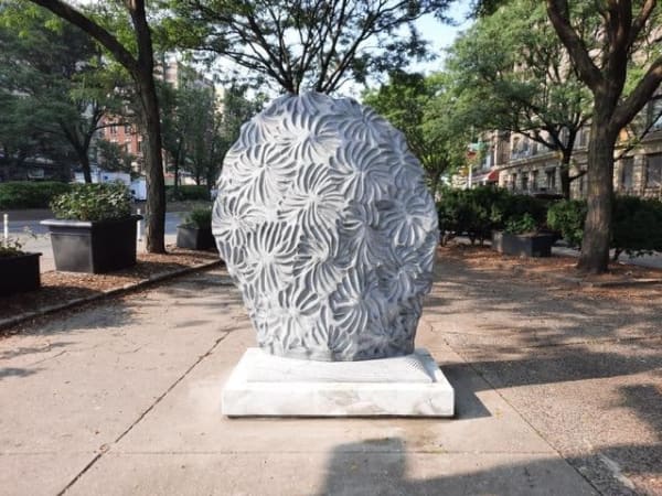 JON ISHERWOOD - Bloom 8, The Gifting Angel, 2018. Bardiglio Imperiale marble.