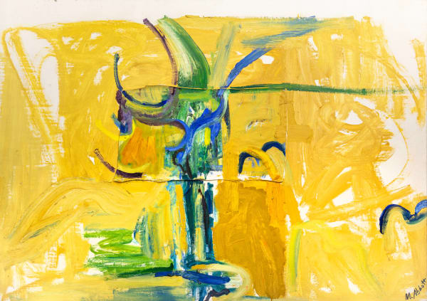 Mary Abbott (1921-2019) Garden at Nîmes, c. 1957 Signed at lower right: M. Abbott; signed and inscribed with the title on verso: Mary L Abbott / "Garden at Nîmes" Oil on canvas and collage 59¾ x 84⅝ inches 151.8 x 214.9 cm SOLD