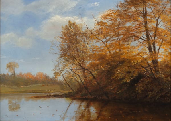 Albert Bierstadt (1830-1902) Waterville Pond in Autumn, c. 1885 Oil on paper on board 12⅞ x 18¼ inches 32.5 x 46.2 cm
