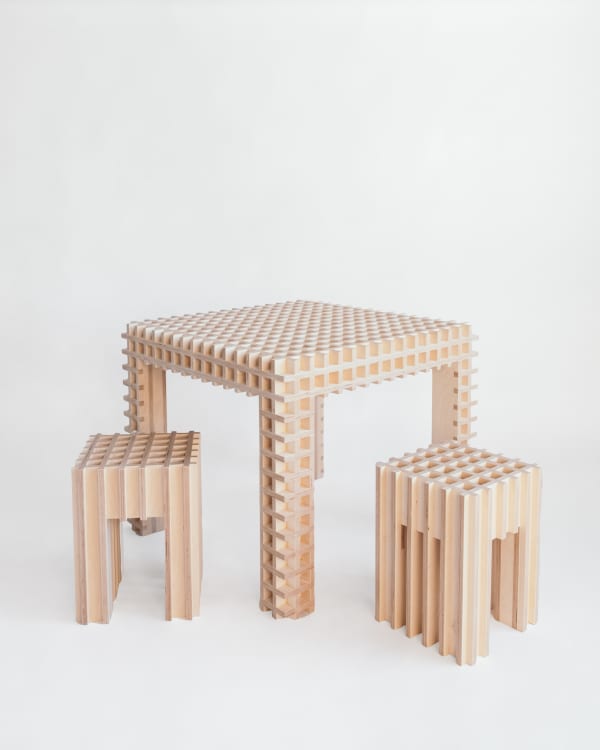 Yvonne Mouser, Colony of Trees (table and two stools), 2026