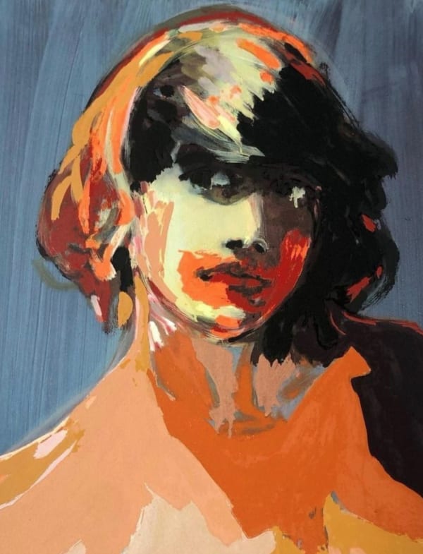 Claire Tabouret, Makeup (Orange & Shadows), 2021