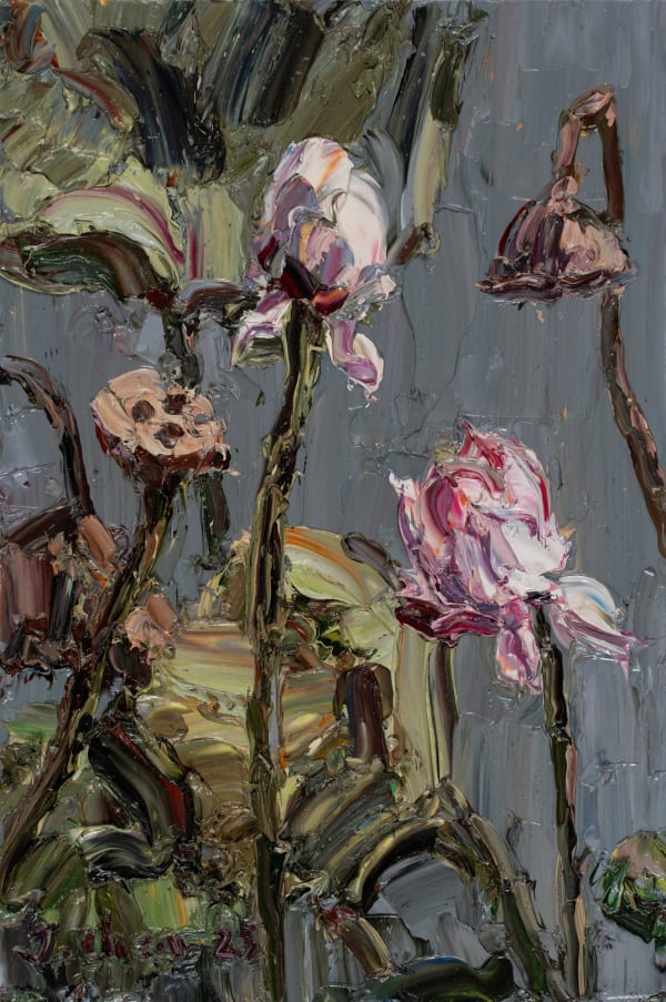 Jun Chen Flowers in the pond, 2026 Oil on gessoed panel 30 x 20cm