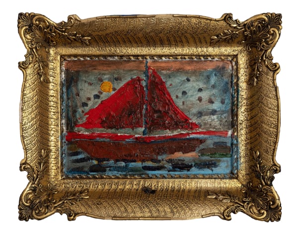 James Drinkwater I am a boat TCOML 5, 2024 Oil on board with ornate frame 38.5 x 48.5cm