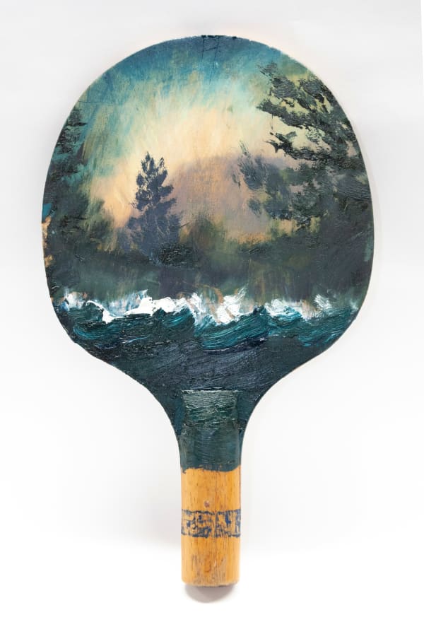 Paul Ryan Ping Pong Summer 2, 2019 Oil on found object 27.5x16.5x2.5cm