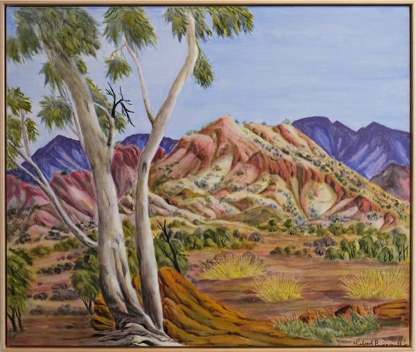 Kumantji (Hubert) Pareroultja Ghost Gum and Ranges After Rain code 6012023, 2023 Acrylic on linen 76 x 91cm