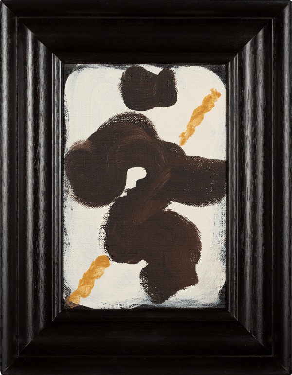 Lottie Consalvo Sweep you away , 2024 Acrylic on linen, FX hand-stained frame 21 x 30cm