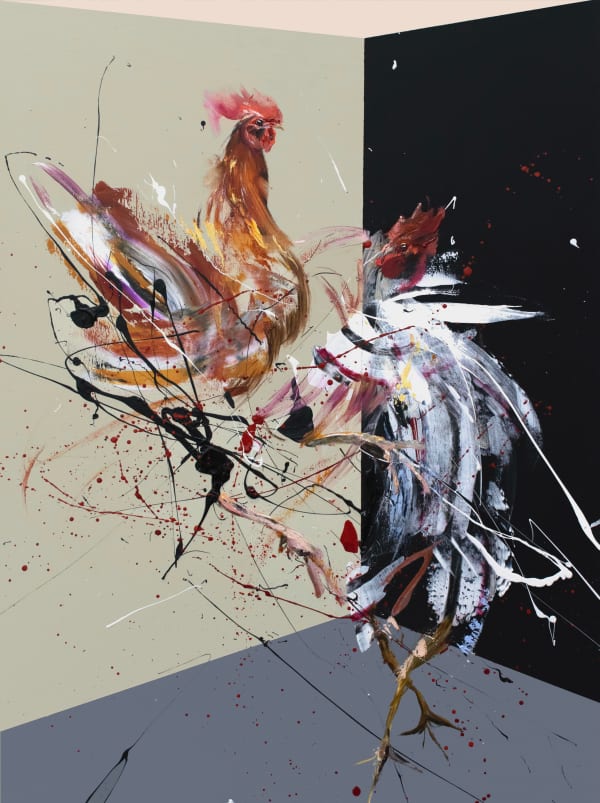 Loribelle Spirovski Sabong 1, 2022 Oil and acrylic on wood panel 60.5 x 45.5cm