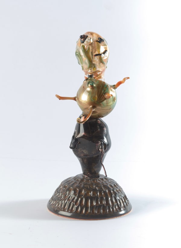 Floria Tosca Totem of Glistening Wisdom, 2025 Borosilicate glass and ceramic with wooden plinth. 32 x 10cm Dimensions variable