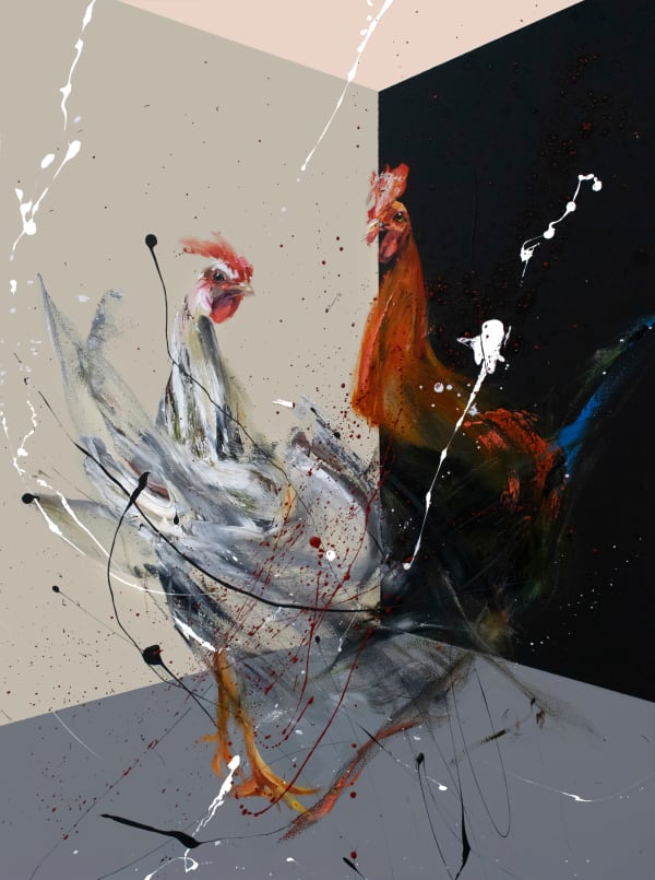 Loribelle Spirovski Sabong 13, 2022 Oil and acrylic on wood panel 60.5 x 45.5cm