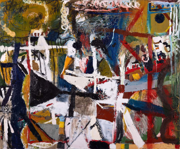 James Drinkwater Dinner at Francois Pyrenees apartment, 2024 Oil on linen 100 x 120cm