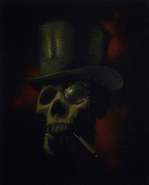 Leslie Rice Mr Lucky, 2022 Acrylic on black velvet 26 x 21cm