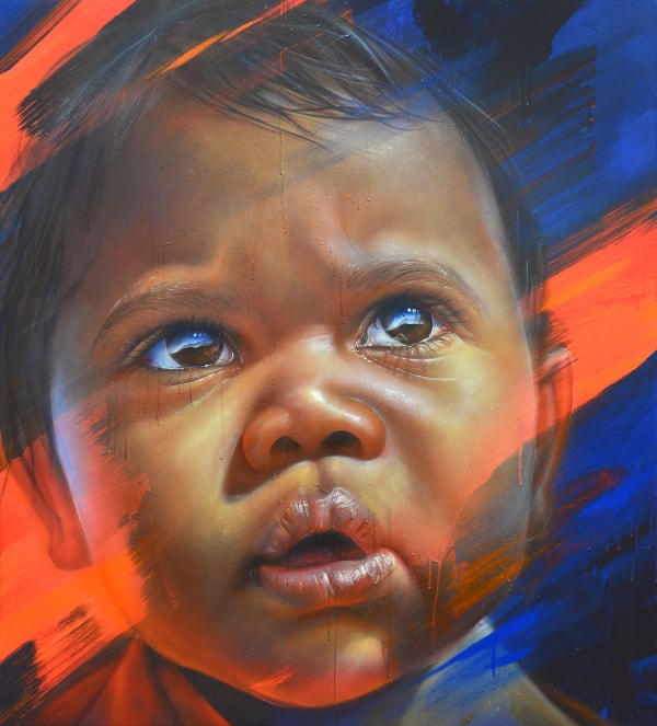 Matt Adnate Transient, 2025 Spray Paint and Acrylic on Linen 148 x 134cm