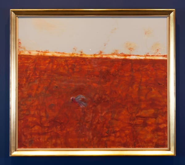 John Olsen Galah and Moon, Central Australia, 2009 Oil on linen F. 118.5 x 133cm