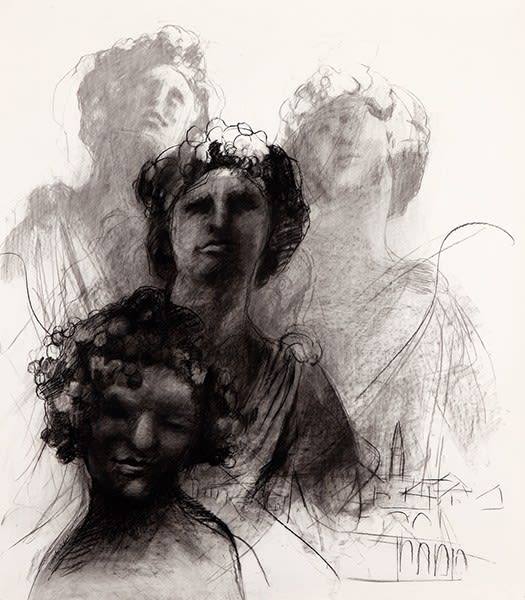 Jody Graham Androgynous Beauty - Dionysus, Berbie Palace Gardens, Albi, France , 2022 Charcoal on paper 142 x 127cm F