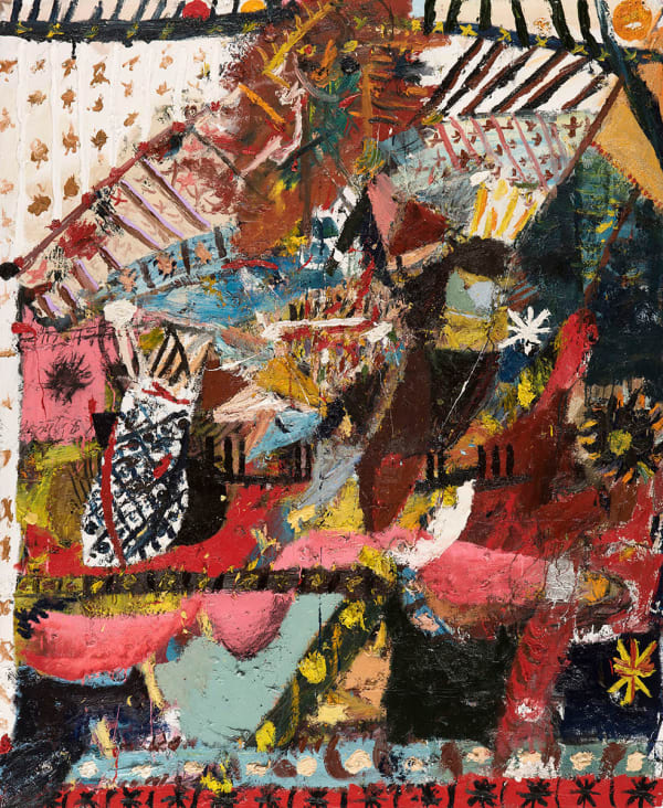 James Drinkwater Girl walking on piano keys , 2019 Oil and enamel on canvas 200 x 160cm