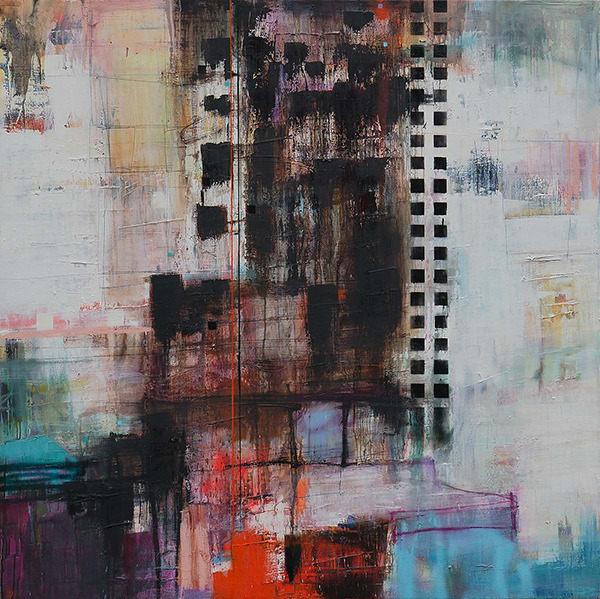 Morten Lassen Hyper-normalisation J, 2018 Oil and spray on linen 150 x 150cm