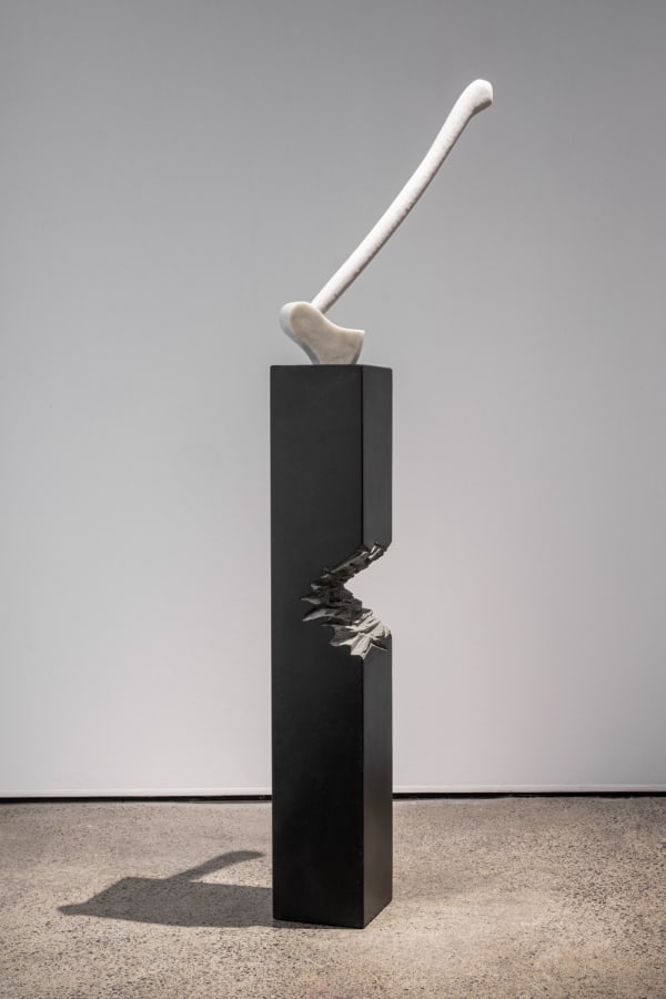 Mitchell Ferrie TOMBSTONE 1, 2022 Bianca Cararra marble, Black granite H135 x D24cm x W27cm