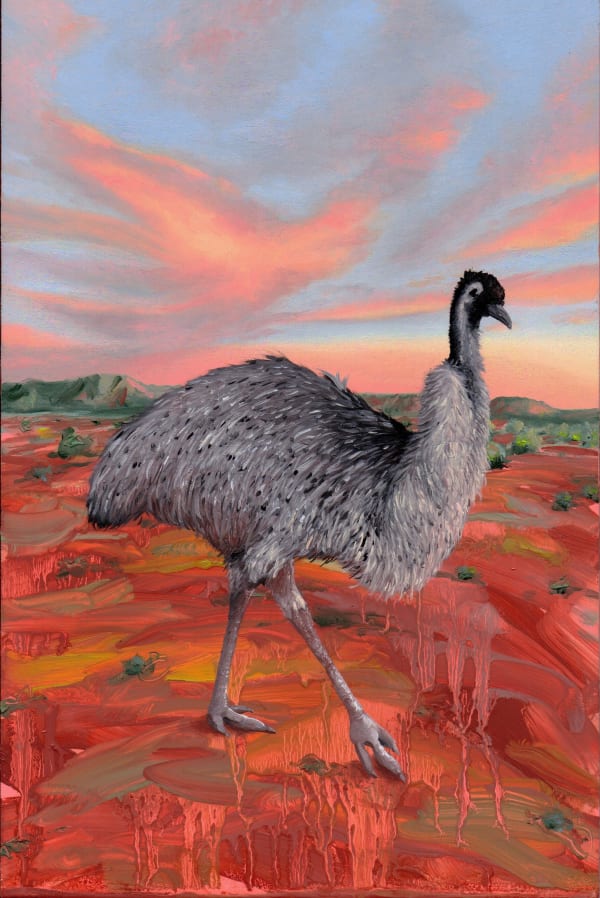 Kim Leutwyler Toto the emu from Broken Hill, 2025 Acrylic on gessoed panel 30 x 20cm